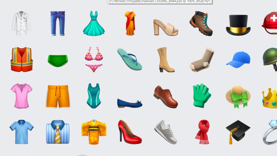 So taucht der Sneaker in Apples Emoji-Liste auf. (Bild: Screenshot T3n)