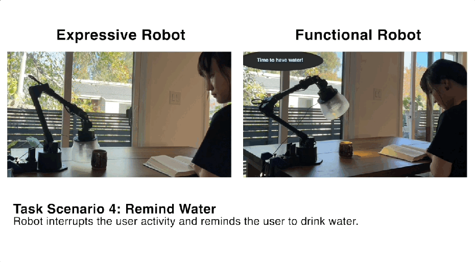 Ausschnitt des Videos, der zeigt, wie der Roboter ans Trinken erinnert.