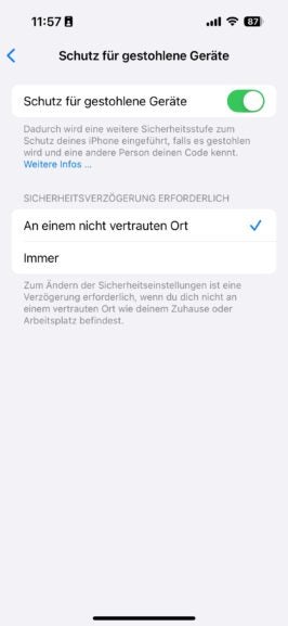 Screenshot aus iOS 18.5.