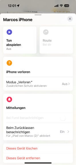 Ein Screenshot aus iOS 18.5.