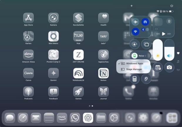 Screenshot aus dem Betriebssystem iPadOS 26.