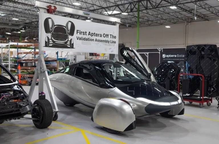 Test production line complete: First Aptera solar car rolls off the ...