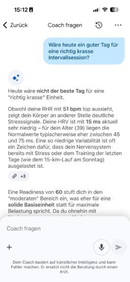 Ein Screenshot aus der Google-Health-App.