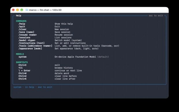 Ein Screenshot des Terminals von macOS.