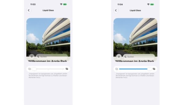 Zwei Screenshots aus iOS 27 nebeneinander.