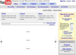 Ein Screenshot der Youtube-Seite in ihren frühen Jahren.