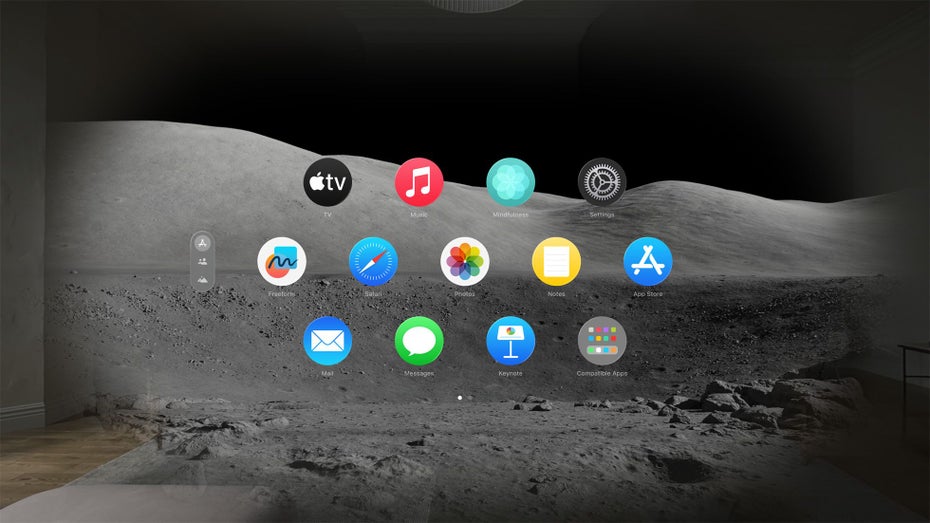 Der Homescreen von visionOS mit installierten Apps.