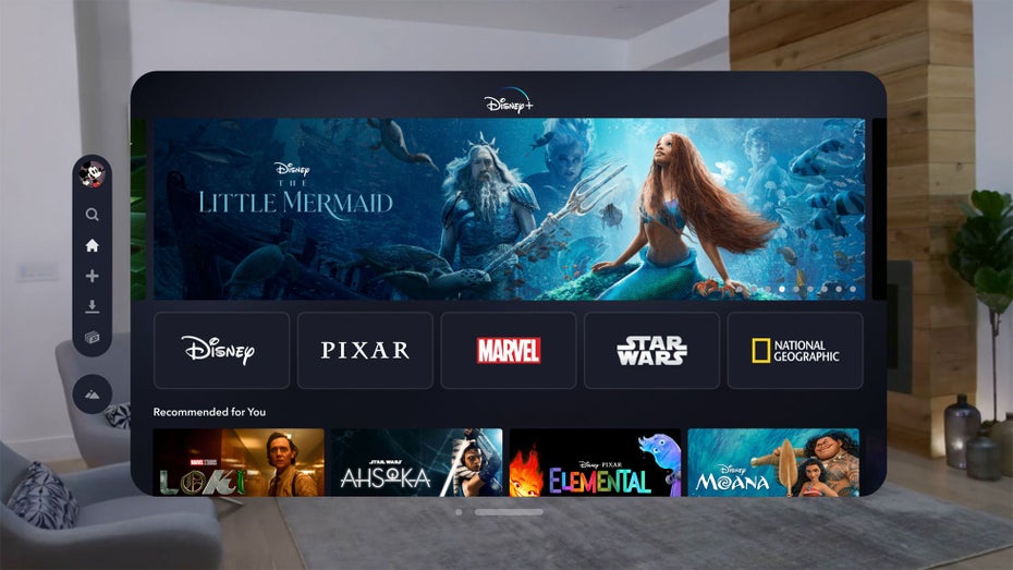 Der Homescreen von Disney Plus auf der Apple Vision Pro.