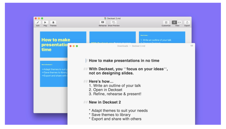 Beispiel für die Erstellung einer Präsentation bei Deckset.