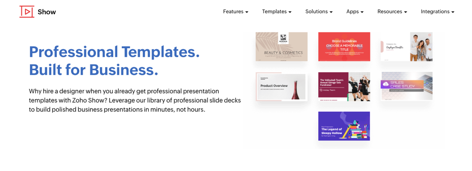 Beispiele für Templates bei Zoho Show.
