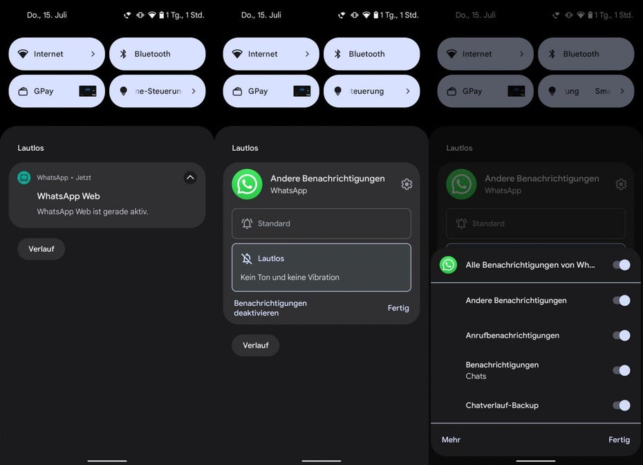 Benachrichtigungen in Android stummschalten oder abstellen