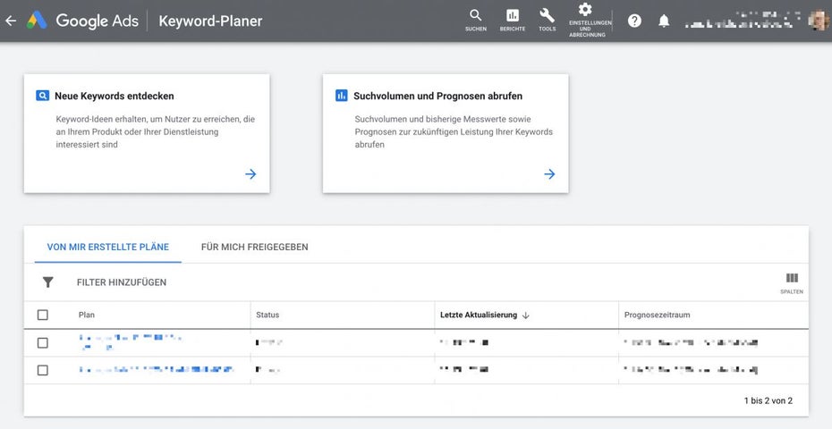 Der Google Keyword Planner