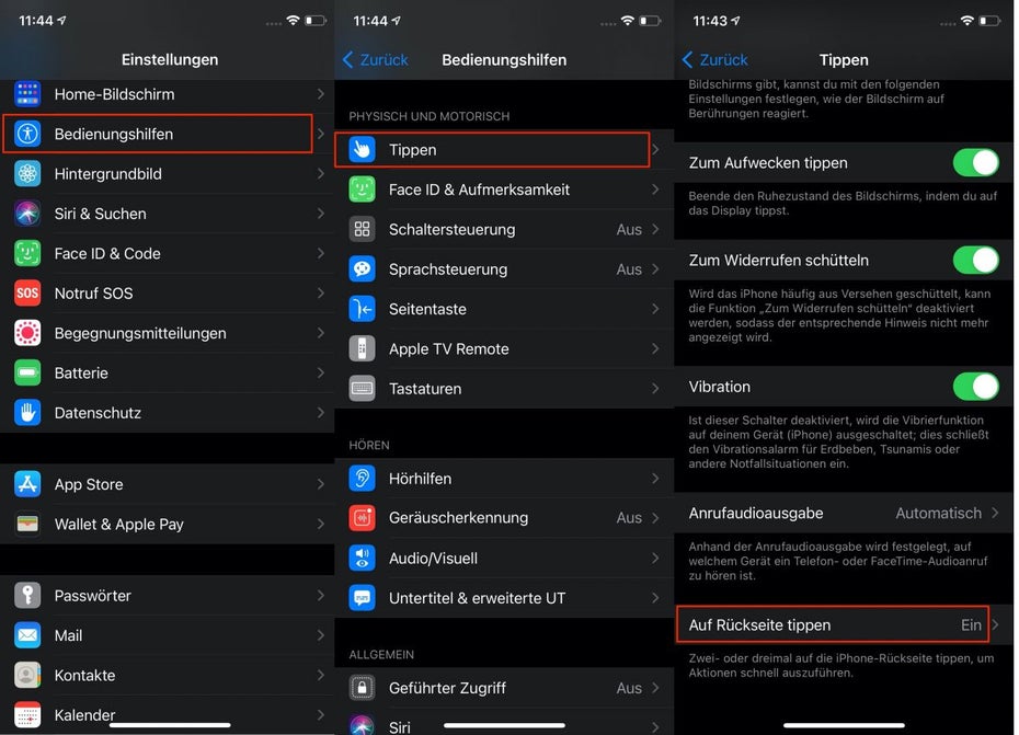 iPhones können seit iOS 14 mit einem „rückseitigen Button“ versehen werden.