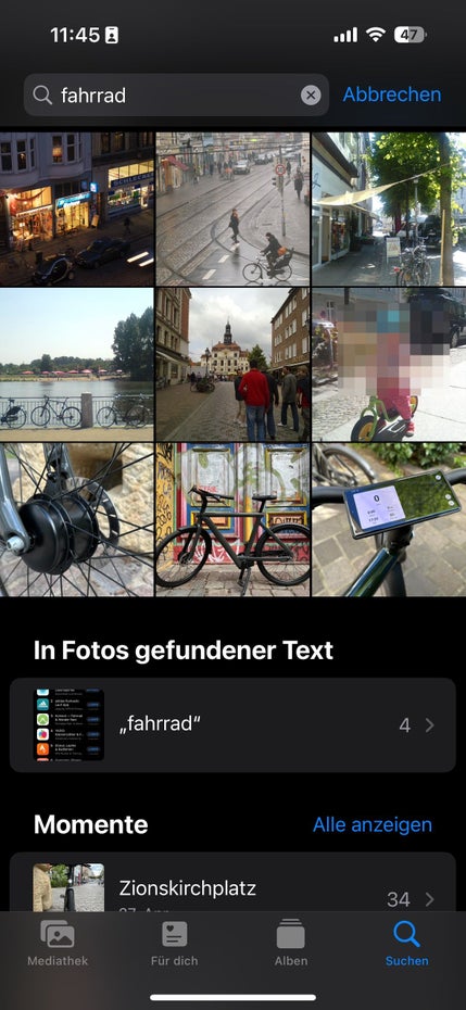 iPhone Fotosuche per Text