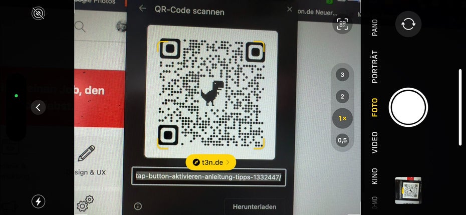 Die Kamera des iPhones hat einen eingebauten QR-Codescanner.